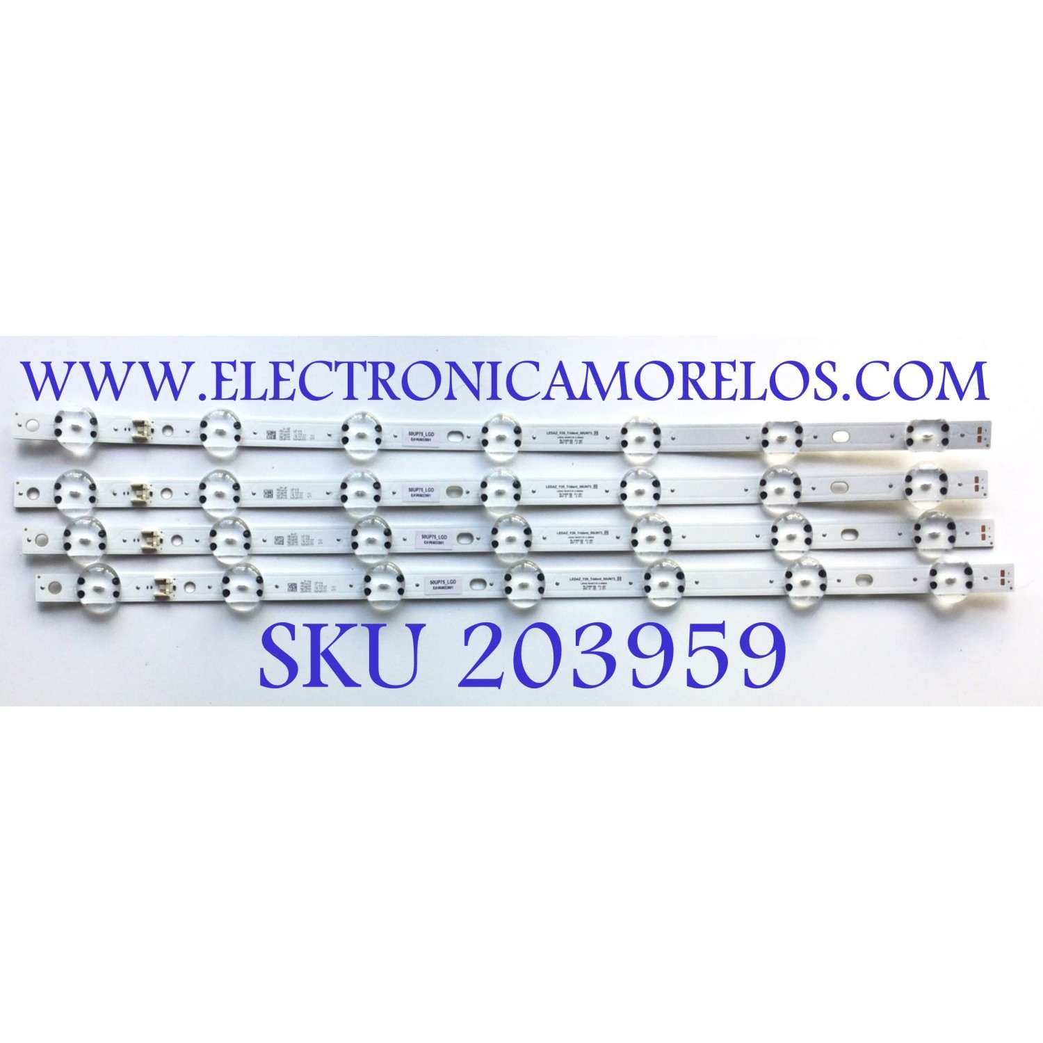 KIT DE LED'S PARA TV LG (4 PIEZAS) / NUMERO DE PARTE EAV65022801 / 50UP75_LGD / LEDAZ-Y20-TRIDENT_50UN73_H / LEDAZ 50UN73 R1.0 200624 / E466169 / PANEL NC500DQG-AAKK3 / MODELOS 50UP7560AUD / 50UN6955ZUF